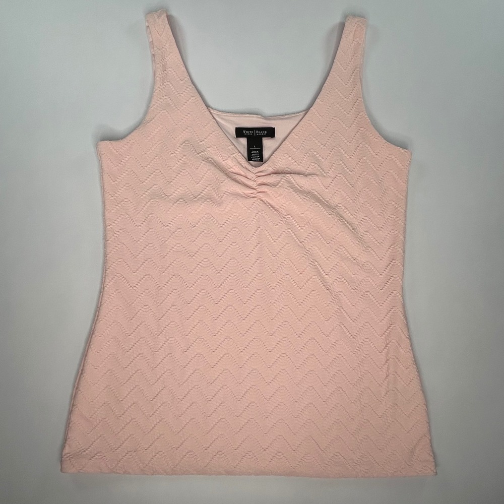 White House Black Market Womens Top L Pink Textured V Neck Sleeveless Blouse